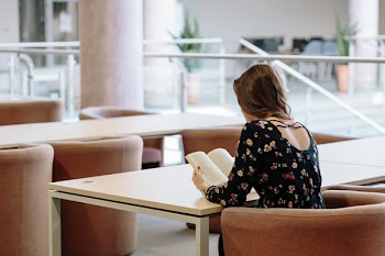 Girl in a reading room