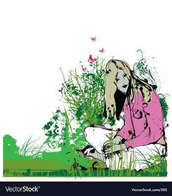 Girl in garden vector image
