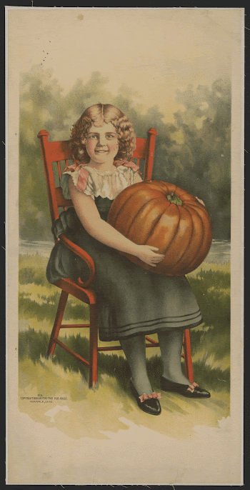 [Girl in red chair with pumpkin] | Free Photo - rawpixel
