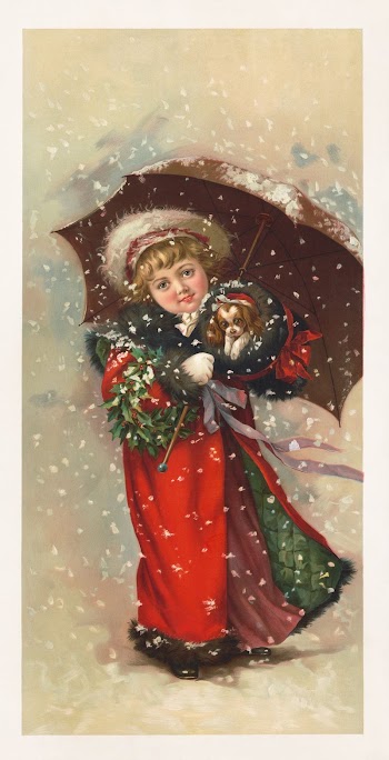 Girl in red coat with Christmas | Free Photo Illustration - rawpixel