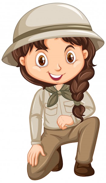 Girl in safari outfit on isolated Free Vector