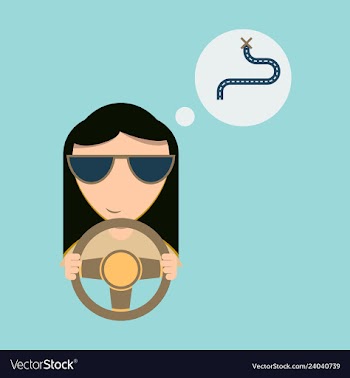 Girl in the car vector image