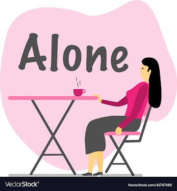 girl in the coffee shop in alone