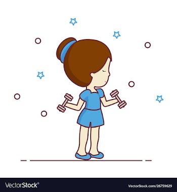 Girl is engaged in fitness with dumbbells vector image