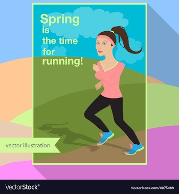 Girl is running in the field vector image