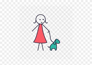 Girl, Lady, Stick, With, Dog, Human, Friend, Love Icon - Boy And Girl Icon Png