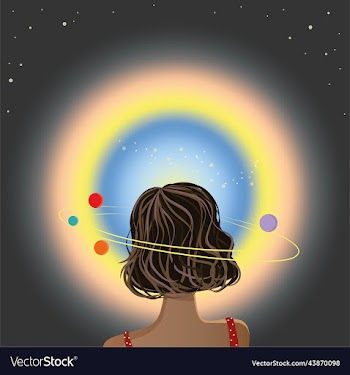 girl looks at the eclipse fantastic