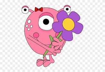 Girl Monster Holding A Flower - Monster Clipart
