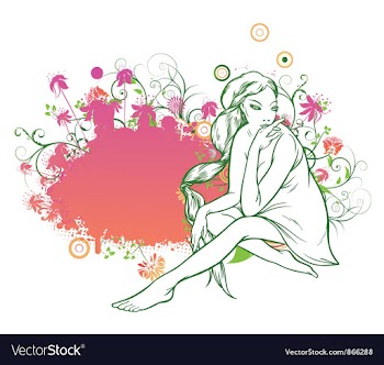 Girl on a floral frame vector image