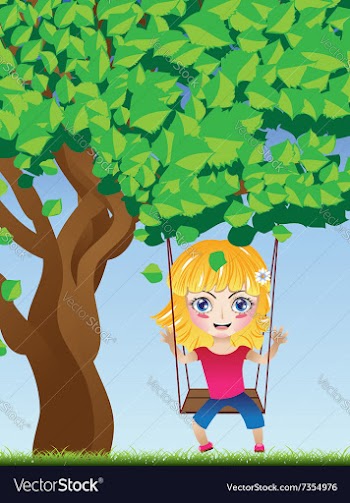 Girl on Swing2 vector image