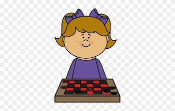 Girl Playing Checkers Clip Art - Girl Playing Games Clipart