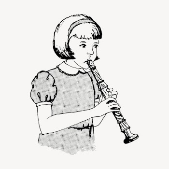 Girl playing flute clipart, vintage | Free Vector - rawpixel