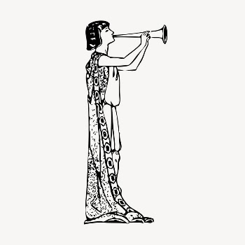 Girl playing flute clipart, vintage | Free Vector - rawpixel