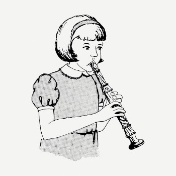 Girl playing flute drawing, vintage | Free PSD - rawpixel