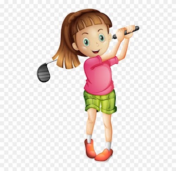 Girl Playing Golf Clipart