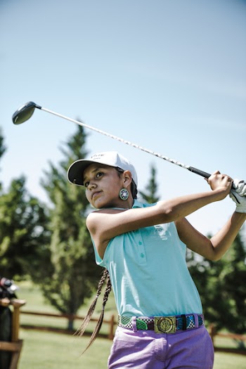 Girl Playing Golf Near Green Trees