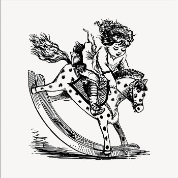 Girl playing rocking horse  | Free Vector - rawpixel