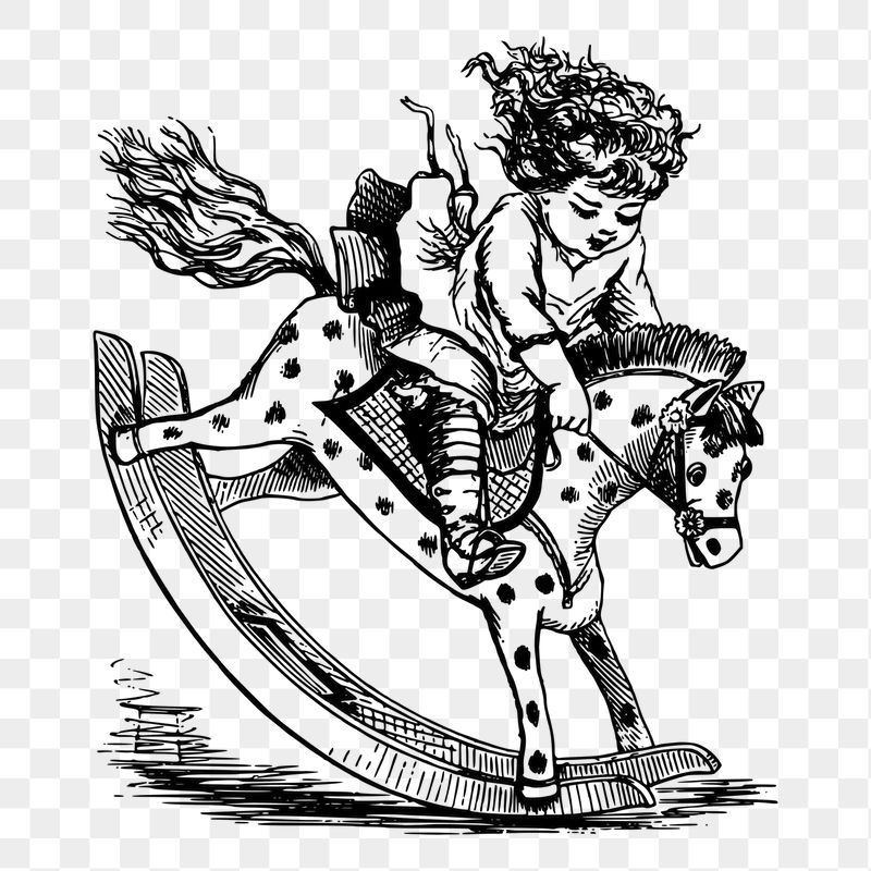 Girl playing rocking horse png | Free PNG - rawpixel
