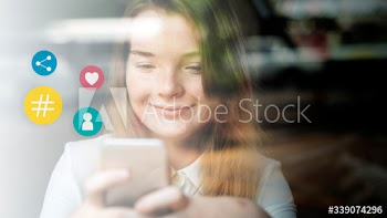 Girl posting on social media
