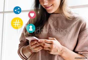 Girl posting on social media