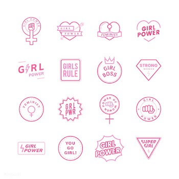 Girl power mixed emblems set illustration | Free stock vector - 463417