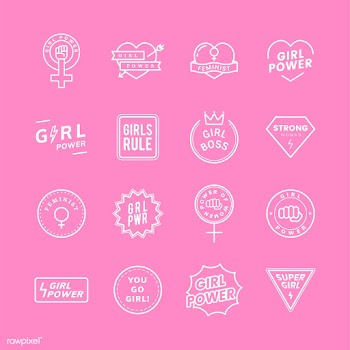 Girl power mixed emblems set illustration | Free stock vector - 463428