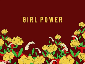 Girl Power on floral background vector | Free stock vector - 487487