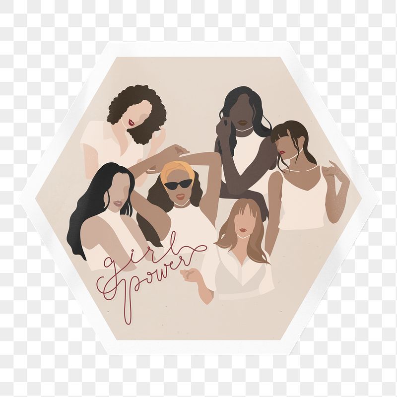 Girl Power png sticker, hexagon | Free PNG - rawpixel