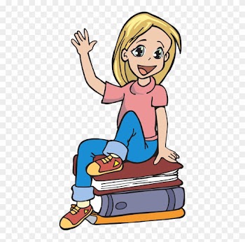 Girl Reading Book Clip Art - Happy School Girl Clipart