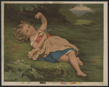 [Girl reclining on ground with ladybug | Free Photo - rawpixel