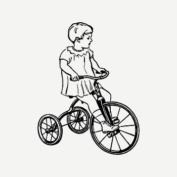 Girl riding bicycle clipart, vintage | Free PSD Illustration - rawpixel