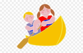 Girl Rowing Boat Clipart - Boy And Girl In Canoe