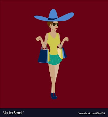 Girl shopping with packages vector image