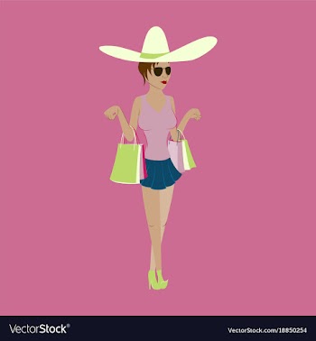 Girl shopping with packages vector image