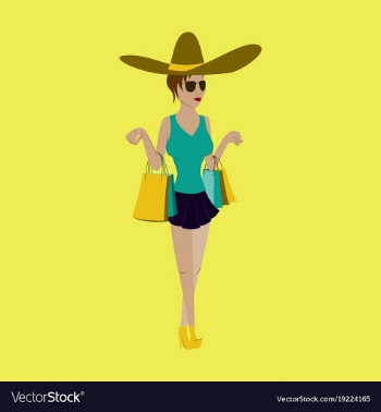 Girl shopping with packages vector image