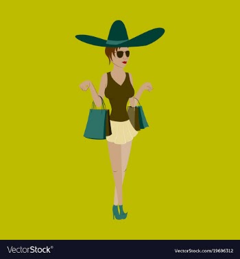 Girl shopping with packages vector image