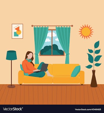 girl sitting at her living room