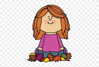 Girl Sitting In Leaves Clip Art - Girls Playing With Leaves Clipart
