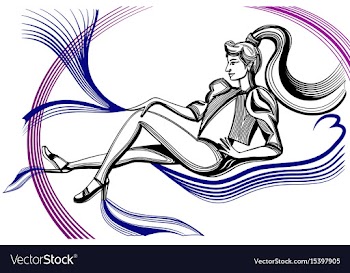 Girl sitting on the clouds and the wind in the vector image