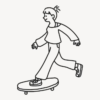 Girl skateboarder clipart, hobby line | Free Vector Illustration - rawpixel