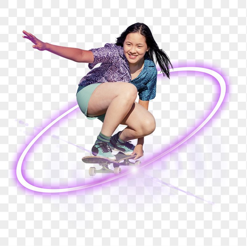 Girl skateboarding png, sports technology | Free PNG - rawpixel