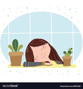 girl sleeping on the windowsill indoor plants