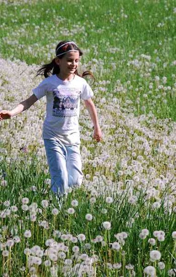 Girl Standing on White Petaled Flowers