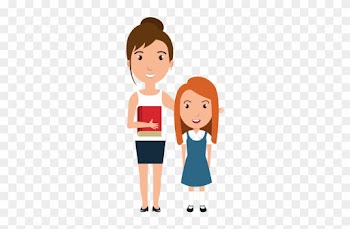 Girl Student With Teacher - Girl Student Character Cartoon