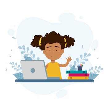 Girl taking online lessons Free Vector