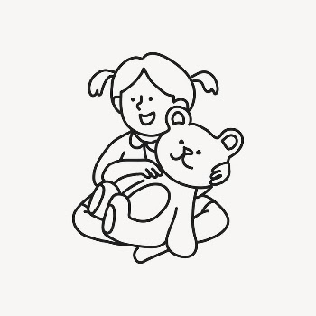Girl & teddy bear doodle | Free Vector Illustration - rawpixel