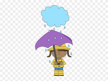 Girl Under A Rain Cloud - Kids With Umbrellas Clip Art
