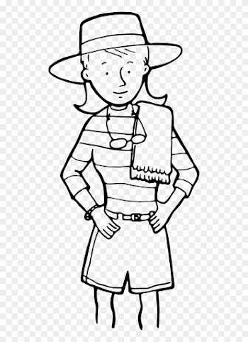 Girl W Towel Outline Clipart - Clipart Outline Girl