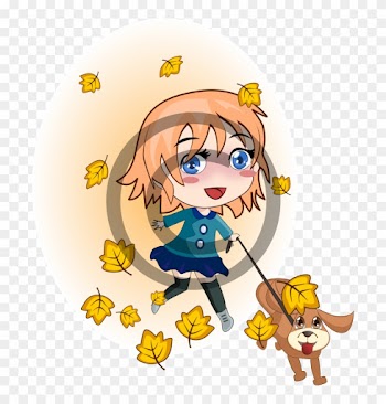 Girl Walking Dog - Little Girl Cartoon Walking Png