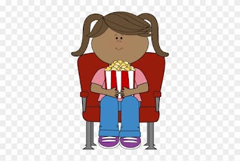 Girl Watching Movie In Theater - Cartoon Girl Watching Movie
